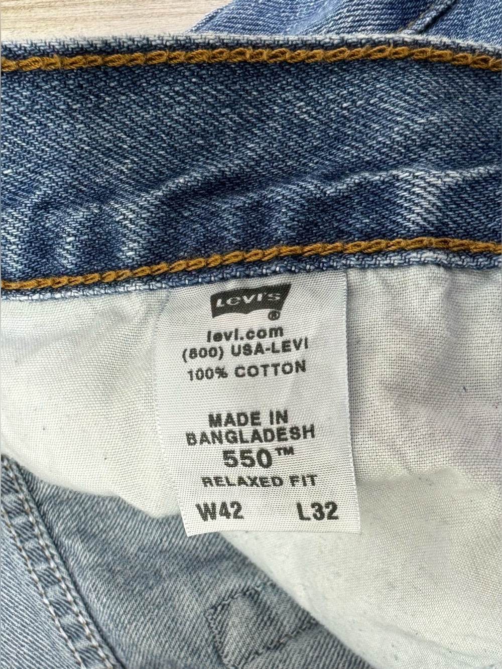 Vintage Levis 550 Pants Jeans Men 42x31 Denim Stretch Blue Straight - Picture 6 of 12